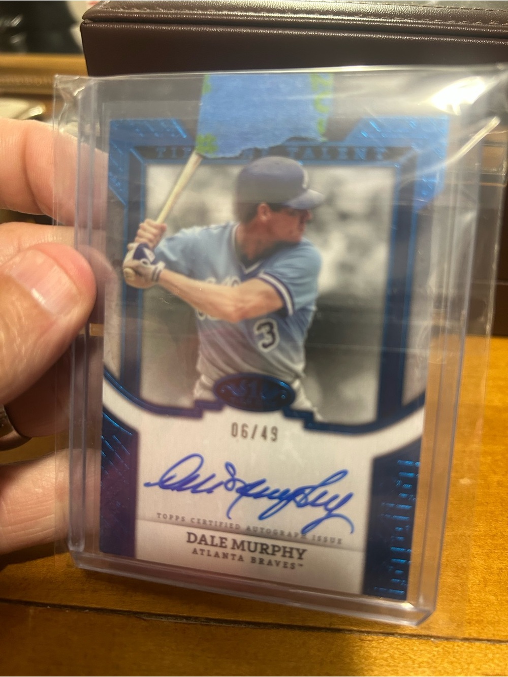 Topps Dale Murphy Autograph Card - numbered 6/49 Blue and Gold Accents